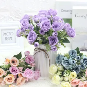 5PCS Artificial Flower Rich Rose Bridal Bouquet Dried Flower  Fake Flower Gift for Women