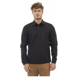 Alpha Studio Gray Wool Men Shirt