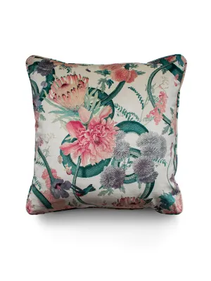 Forbidden Bloom 'Bone White' Velvet Cushion